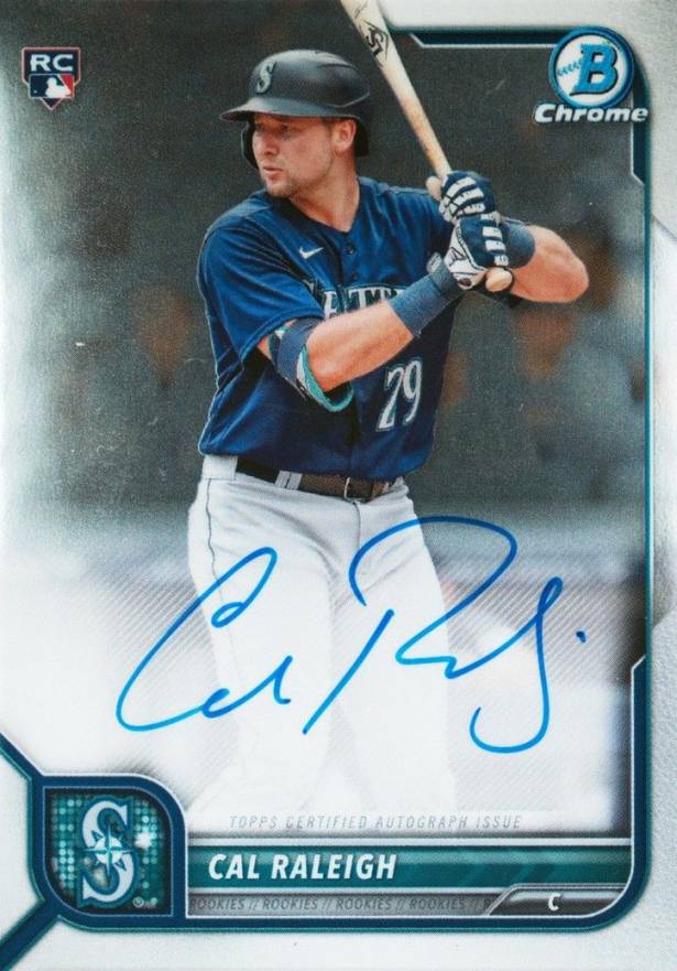 2022 Bowman Chrome Rookie Autographs Cal Raleigh #CRACR Baseball Card