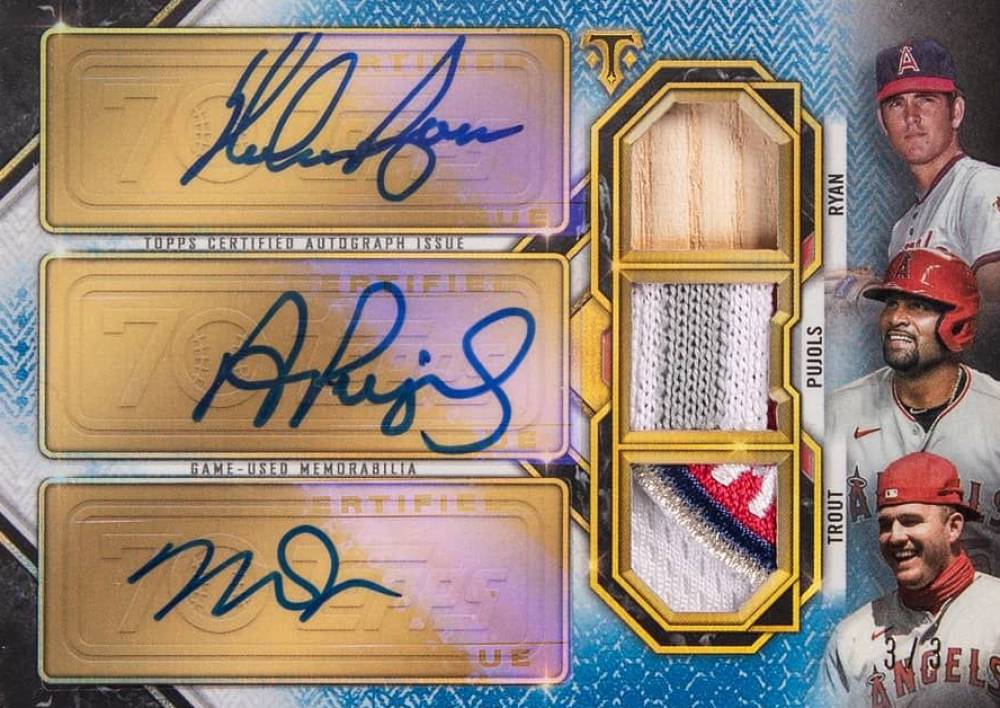2021 Topps Triple Threads 70 Years of Topps Three-Player Triple Relics Albert Pujols #RPT Baseball Card