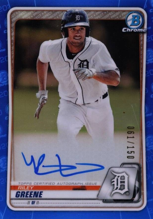 2020 Bowman Chrome Prospect Autographs Riley Greene #CPARG Baseball Card
