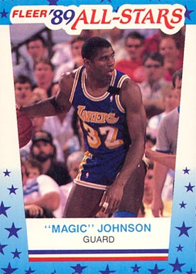 1989 Fleer Sticker Magic Johnson #5 Basketball Card