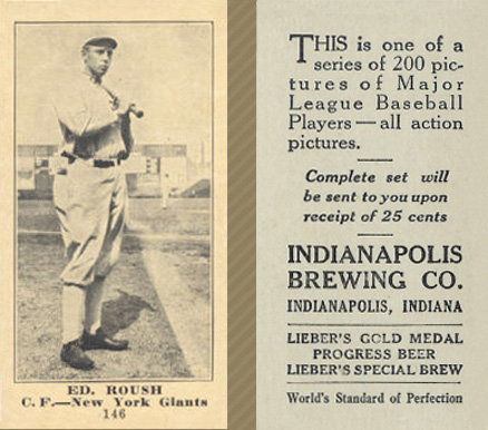 1916 Indianapolis Brewing Edd Roush #146 Baseball Card