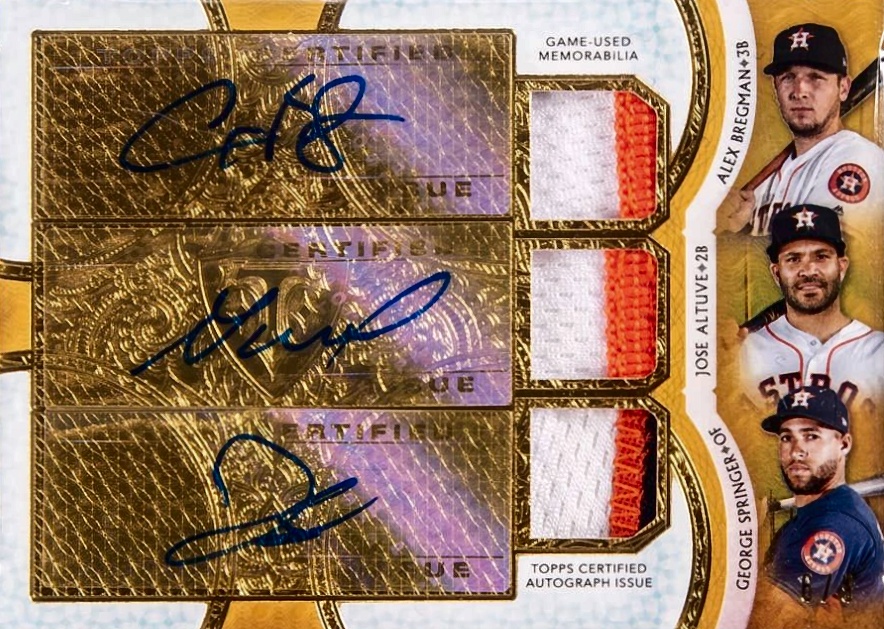2018 Topps Triple Threads Autograph Relic Combo Alex Bregman #AJG Baseball Card