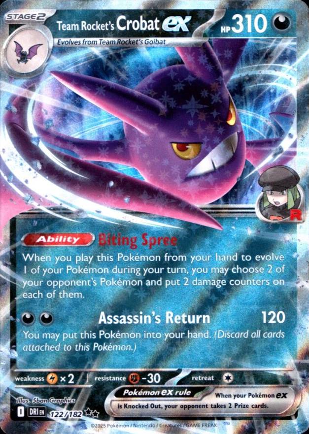 2025 Pokemon DRI EN-Destined Rivals Team Rocket's Crobat EX #122 TCG ...