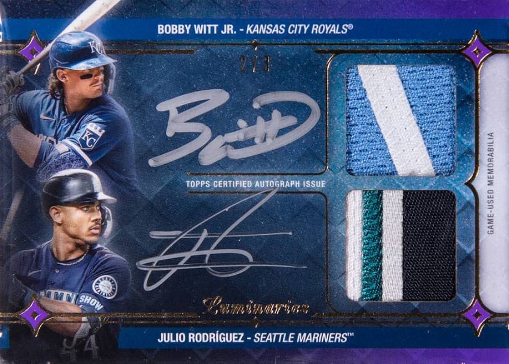 2023 Topps Luminaries Spark of Light Dual Autograph Patches Bobby Witt Jr. #SLDPBW2 Baseball Card