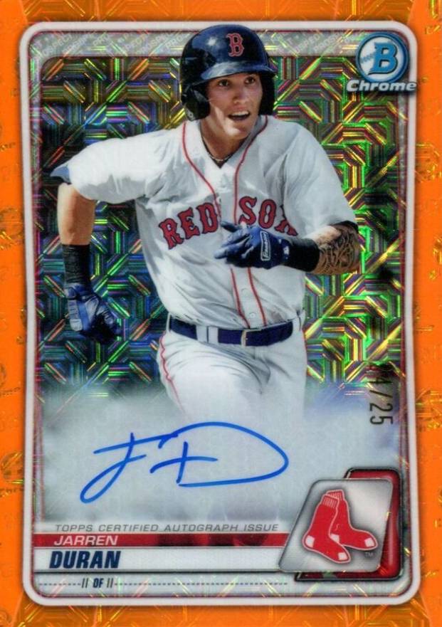 2020 Bowman Chrome Mega Box Autographs Jarren Duran #BCMAJDU Baseball Card