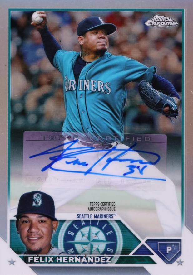 2023 Topps Chrome Update Chrome Legends Autograph Felix Hernandez #FH Baseball Card