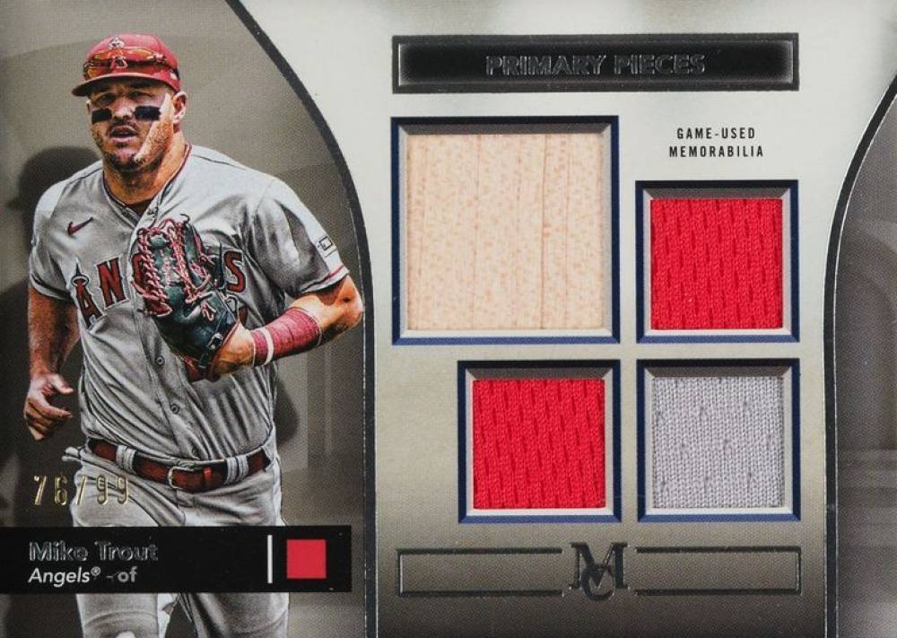2024 Topps Museum Collection Single-Player Primary Pieces Quad Relics Mike Trout #MT Baseball Card