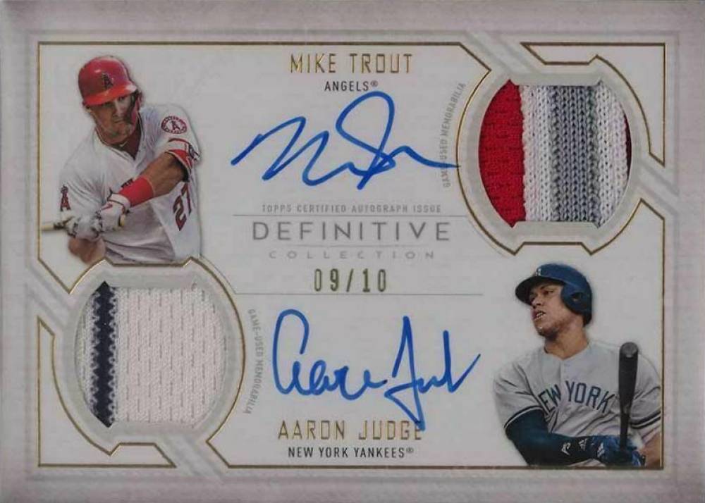 2019 Topps Definitive Collection Dual Autograph Relic Collection Aaron Judge #TJ Baseball Card