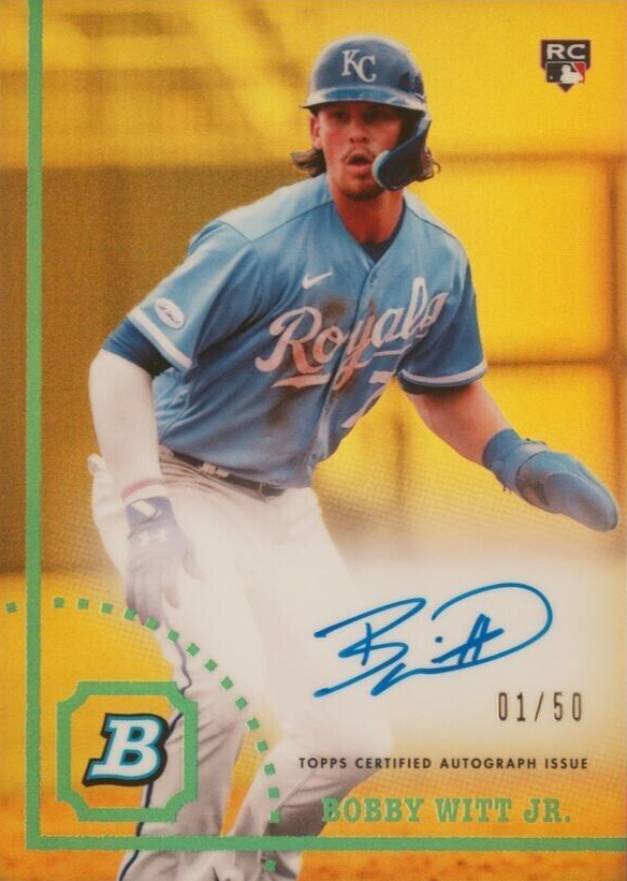 2022 Bowman Heritage Chrome Rookie Autographs Bobby Witt Jr. #BW Baseball Card