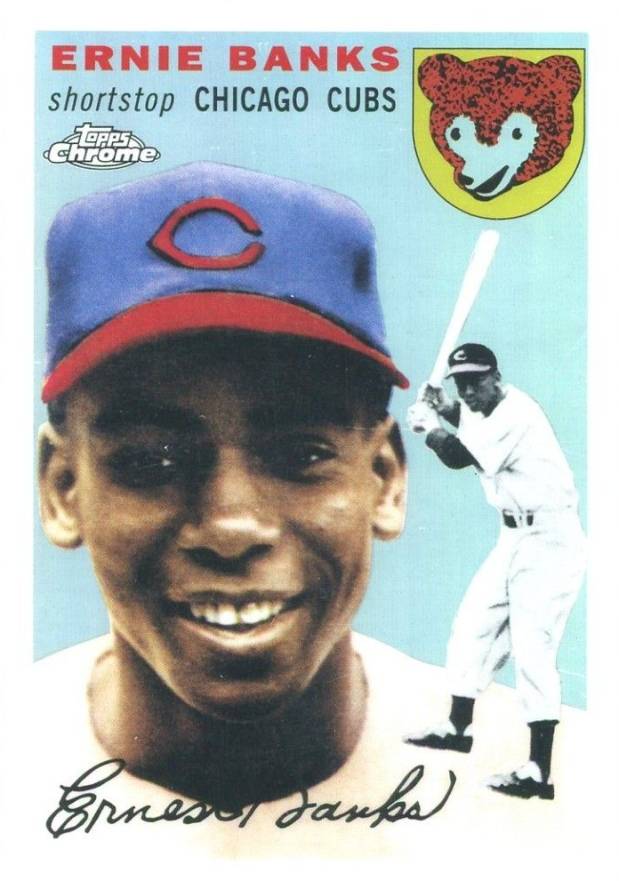 2019 Topps Complete Set Chrome Greatest Card Reprints Ernie Banks #13 Baseball Card