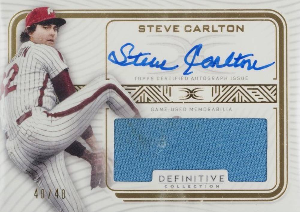 2023 Topps Definitive Collection Definitive Autograph Relic Collection Steve Carlton #SC Baseball Card