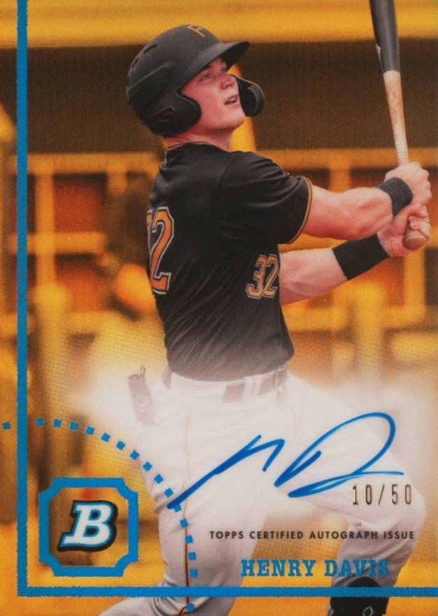 2022 Bowman Heritage Chrome Prospect Autographs Henry Davis #CPAHD Baseball Card