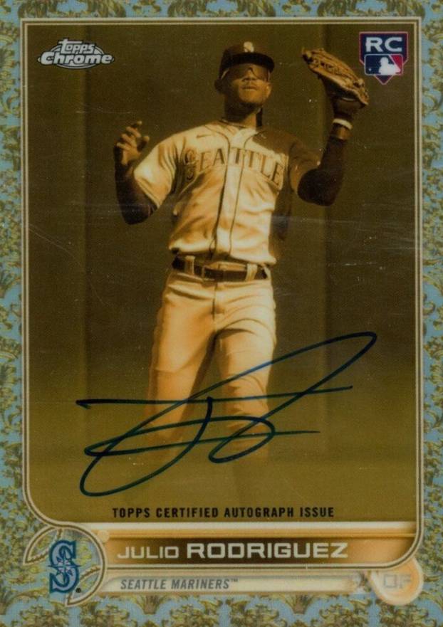 2022 Topps Gilded Collection Topps Chrome Cast in Gold Autographs Julio Rodriguez #CGAJR Baseball Card