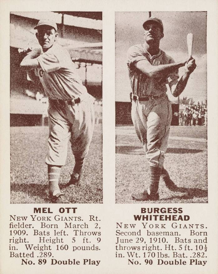 1941 Double Play Mel Ott #89/90 Baseball Card
