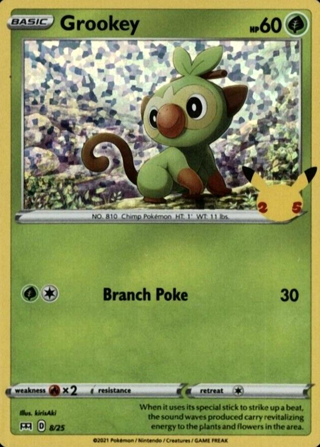 grookey pokemon card mcdonalds Holo 25th Anniversary 8/25, NM Evolves from null Type Grookey 8/25 mcdonalds 25 anniversary