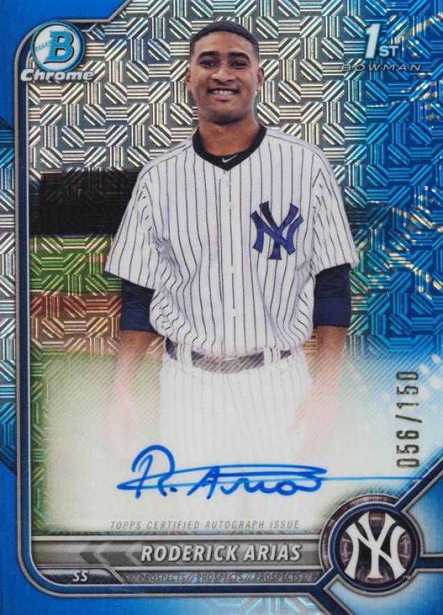 2022 Bowman Chrome Prospect Autographs Roderick Arias #CPARA Baseball Card
