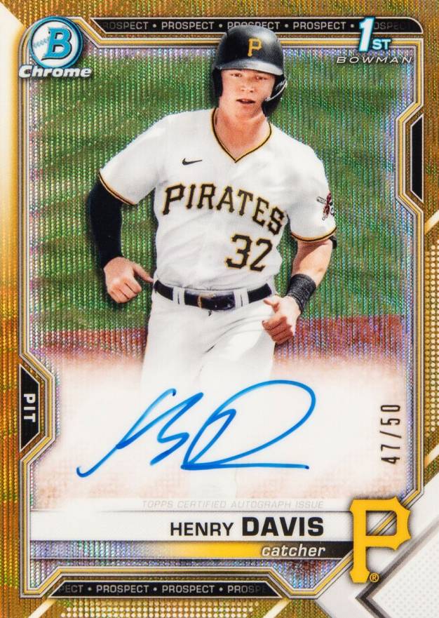 2021 Bowman Draft Chrome Draft Pick Autographs Henry Davis #CDAHD Baseball Card