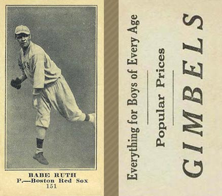 1916 Gimbels Babe Ruth #151 Baseball Card