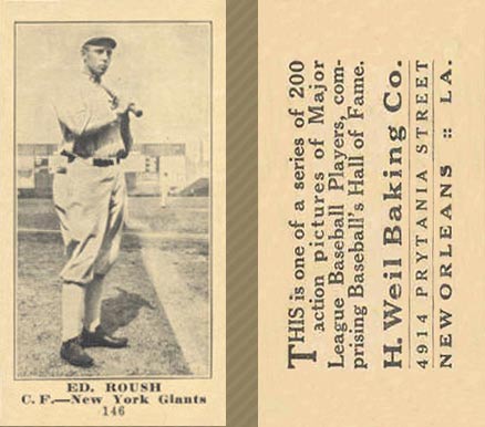 1916 Weil Baking Co. Edd Roush #146 Baseball Card