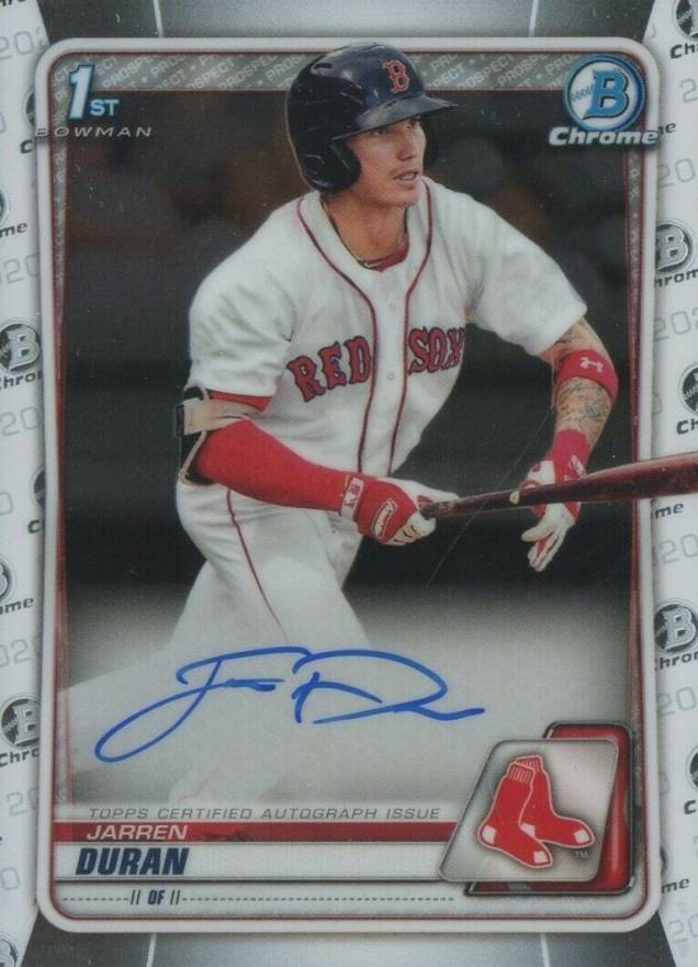2020 Bowman Chrome Prospect Autographs Jarren Duran #CPAJD Baseball Card
