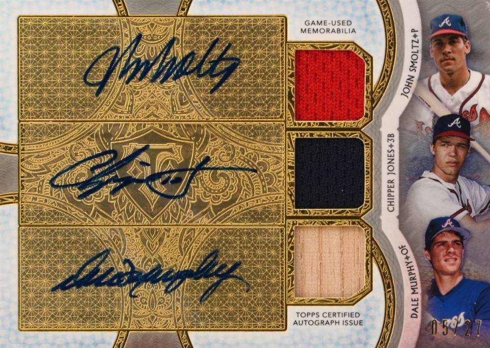 2018 Topps Triple Threads Autograph Relic Combo Chipper Jones #JCD Baseball Card