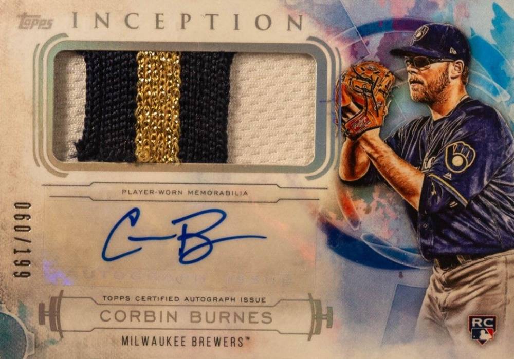 2019 Topps Inception Autograph Patch Corbin Burnes #IAP-CB Baseball Card