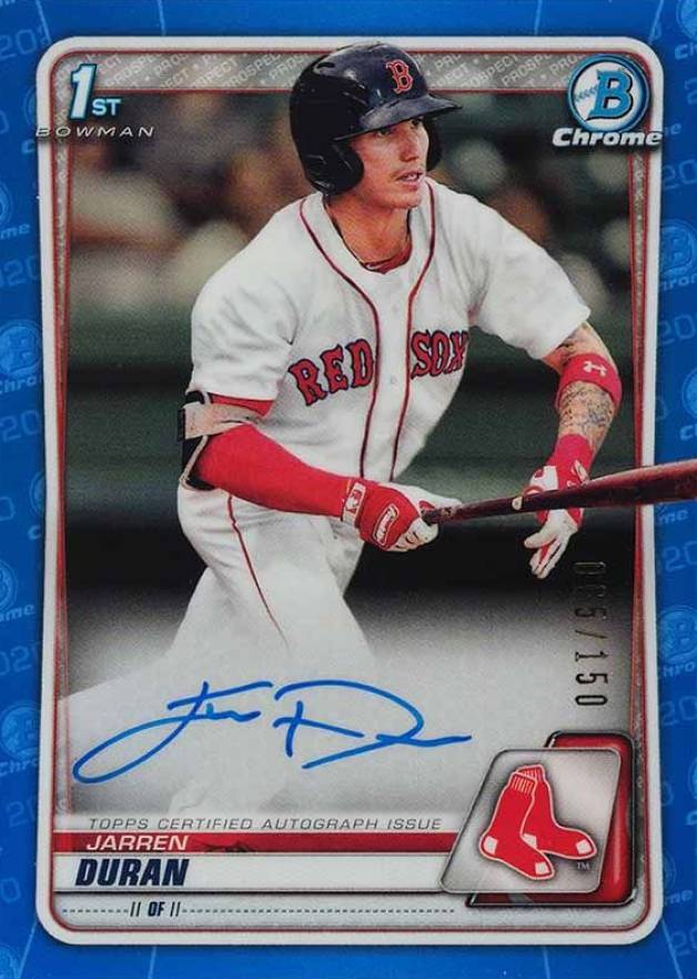 2020 Bowman Chrome Prospect Autographs Jarren Duran #CPAJD Baseball Card