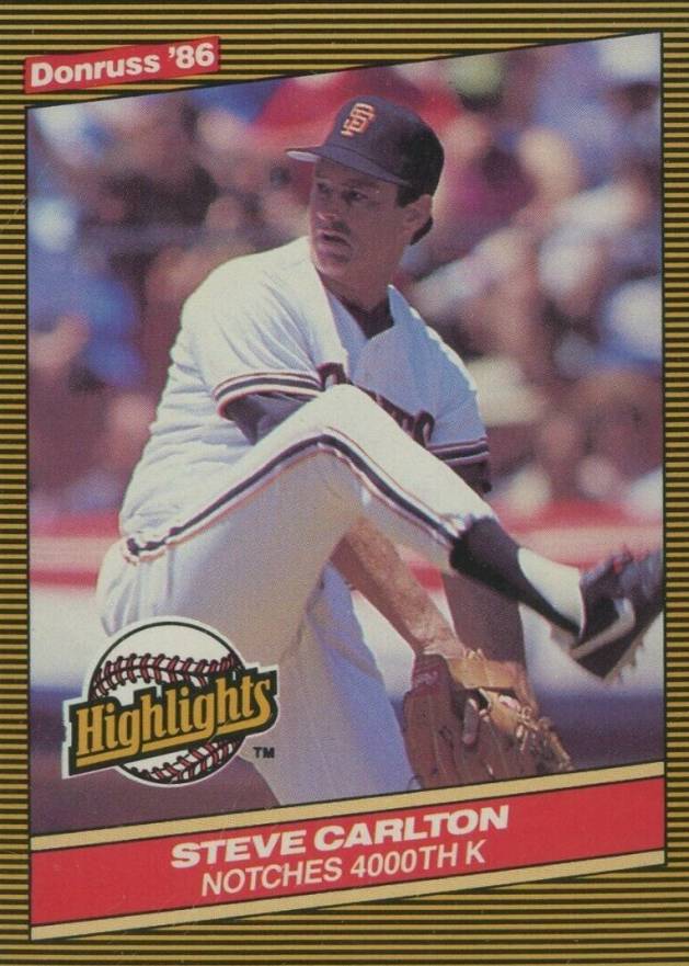 1986 Donruss Highlights Steve Carlton #35 Baseball Card