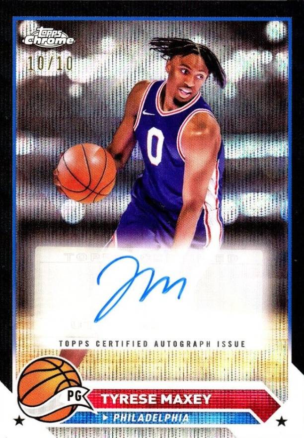 2023 Topps Chrome Topps Chrome Autographs Tyrese Maxey #CGTM Basketball Card