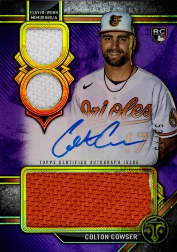 2024 Topps Triple Threads Rookie Autographed Relics Colton Cowser #RARCC Baseball Card