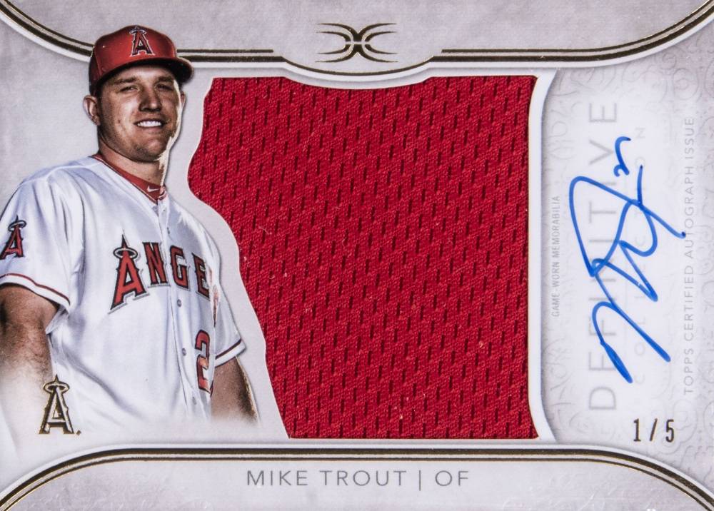 2018 Topps Definitive Autograph Relic Collection Mike Trout #MTR Baseball Card
