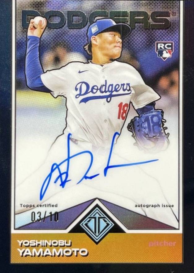2024 Topps Transcendent Collection Transcendent Icons Chrome Autographs Yoshinobu Yamamoto #YY Baseball Card