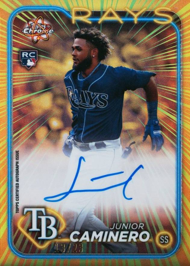 2024 Topps Chrome Radiating Rookies Autographs Junior Caminero #RRAJUC Baseball Card
