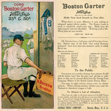 1912 Boston Garter Nap Rucker # Baseball Card