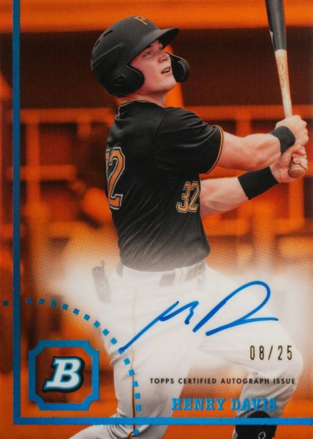 2022 Bowman Heritage Chrome Prospect Autographs Henry Davis #CPAHD Baseball Card