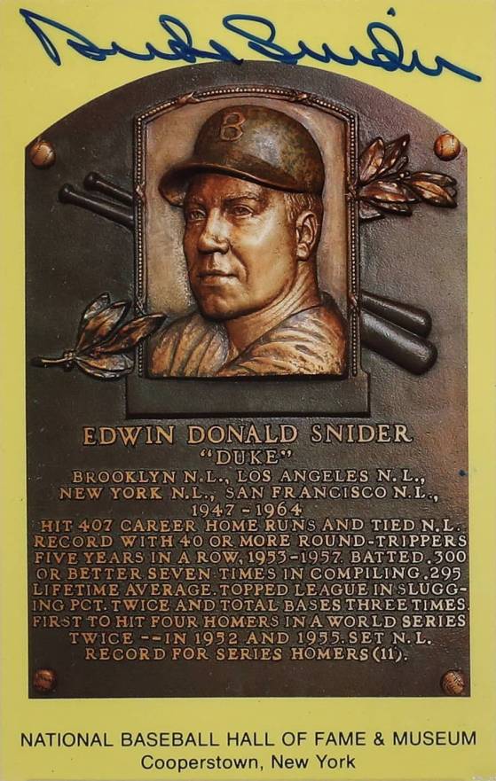 1999 Hall of Fame Autographs Duke Snider # Baseball Card