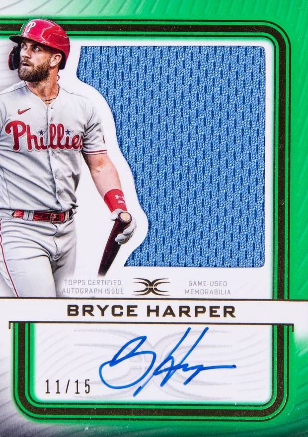 2023 Topps Definitive Collection Autograph Relic Collection Bryce Harper #ARCBH Baseball Card