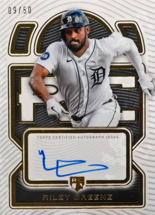 2023 Topps Definitive Collection Definitive Rookie Autographs Riley Greene #DRARG2 Baseball Card