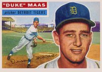 1956 Topps #57 Duke Maas White Back Baseball Card