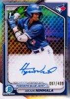 2024 Bowman Chrome Prospect Autographs #CPAAN Arjun Nimmala Refractor Baseball Card