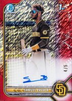 2022 Bowman Chrome Prospect Autographs #CPASZ Samuel Zavala Red Shimmer Refractor Baseball Card