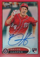 2012 Topps Chrome #BH Bryce Harper Autograph-Red Refractor Baseball Card