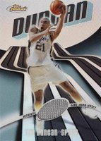 2003 Finest #129 Tim Duncan Jersey-Refractor Basketball Card