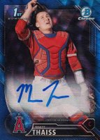 2016 Bowman Draft Chrome Draft Picks Autographs #CDAMT Matt Thaiss Blue Wave Refractor Baseball Card