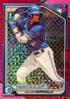 2024 Bowman Mega Box Chrome Prospects #142 Arjun Nimmala Fuchsia Refractor Baseball Card