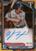 2024 Bowman Sapphire Edition Chrome Prospects Sapphire Autographs #WLA Wyatt Langford Gold Baseball Card