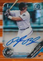2019 Bowman Draft Chrome Draft Picks Autograph #CDAPB Peyton Burdick Orange Refractor Baseball Card