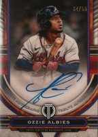 2023 Topps Tribute Tribute Autograph #TAOA Ozzie Albies Purple Baseball Card