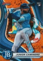 2024 Bowman's Best #62 Junior Caminero Orange Refractor Baseball Card