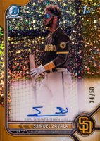 2022 Bowman Chrome Prospect Autographs #CPASZ Samuel Zavala Gold Mini Diamond Refractor Baseball Card